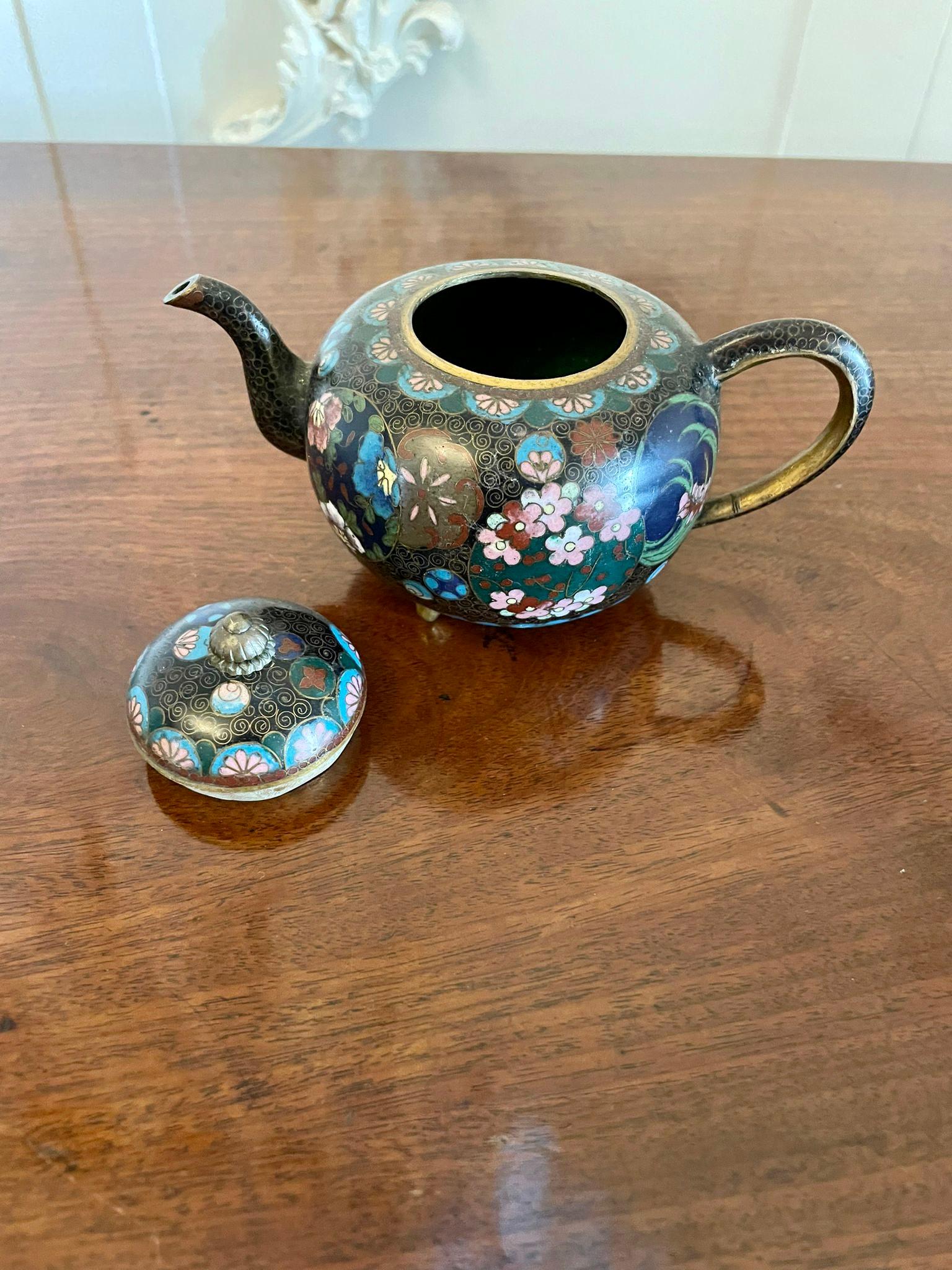 Ceramic Unusual Antique Miniature Japanese Cloisonné Teapot