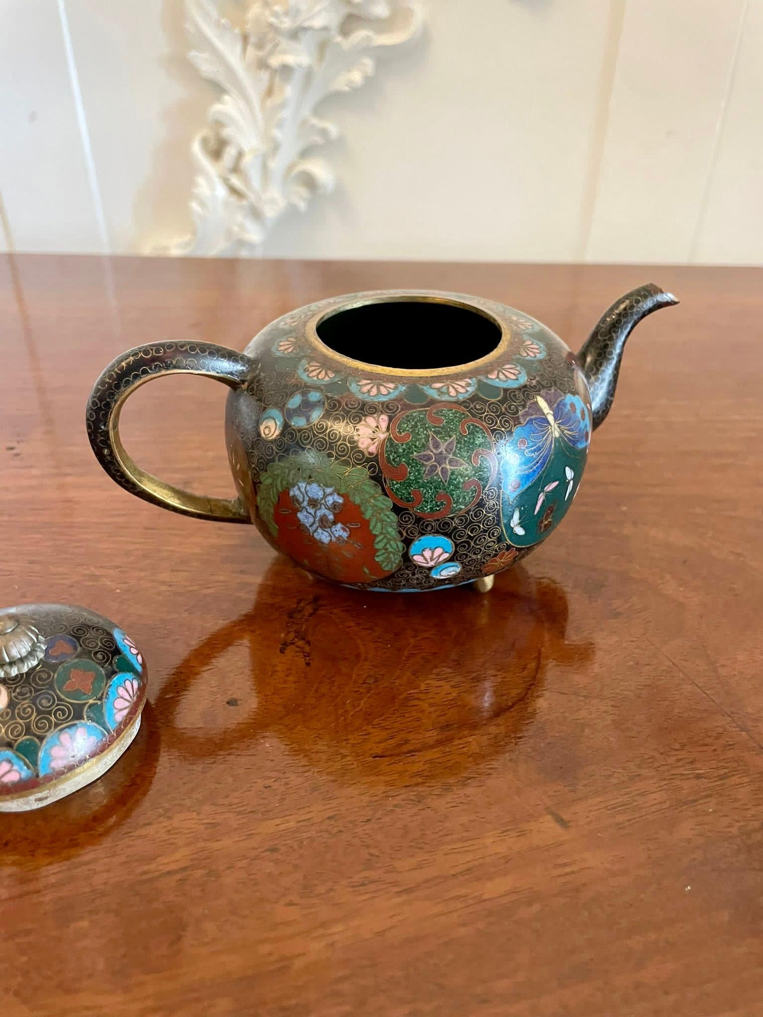 Unusual Antique Miniature Japanese Cloisonné Teapot 1