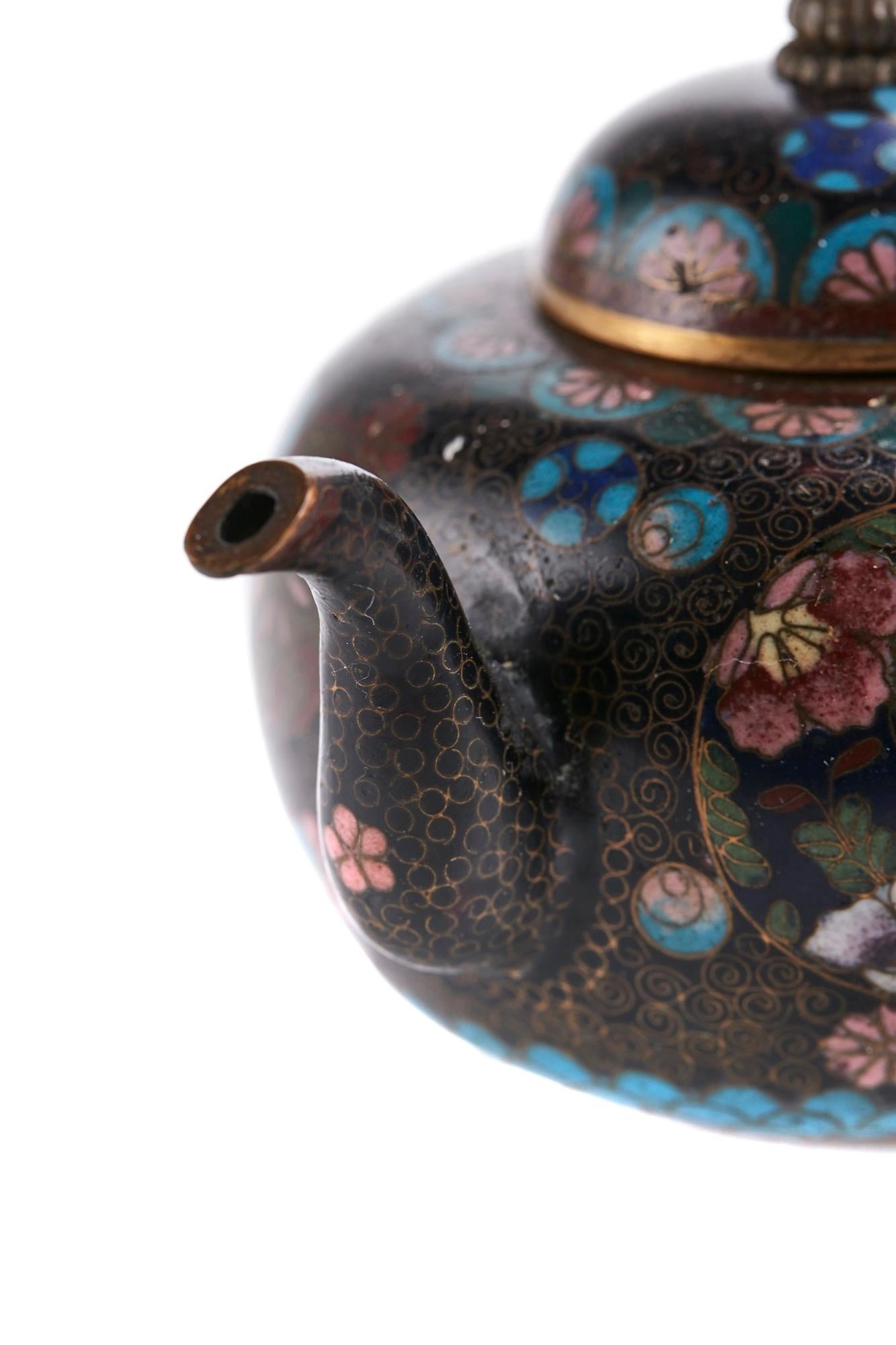Early 20th Century Unusual Antique Miniature Japanese Cloisonne Teapot