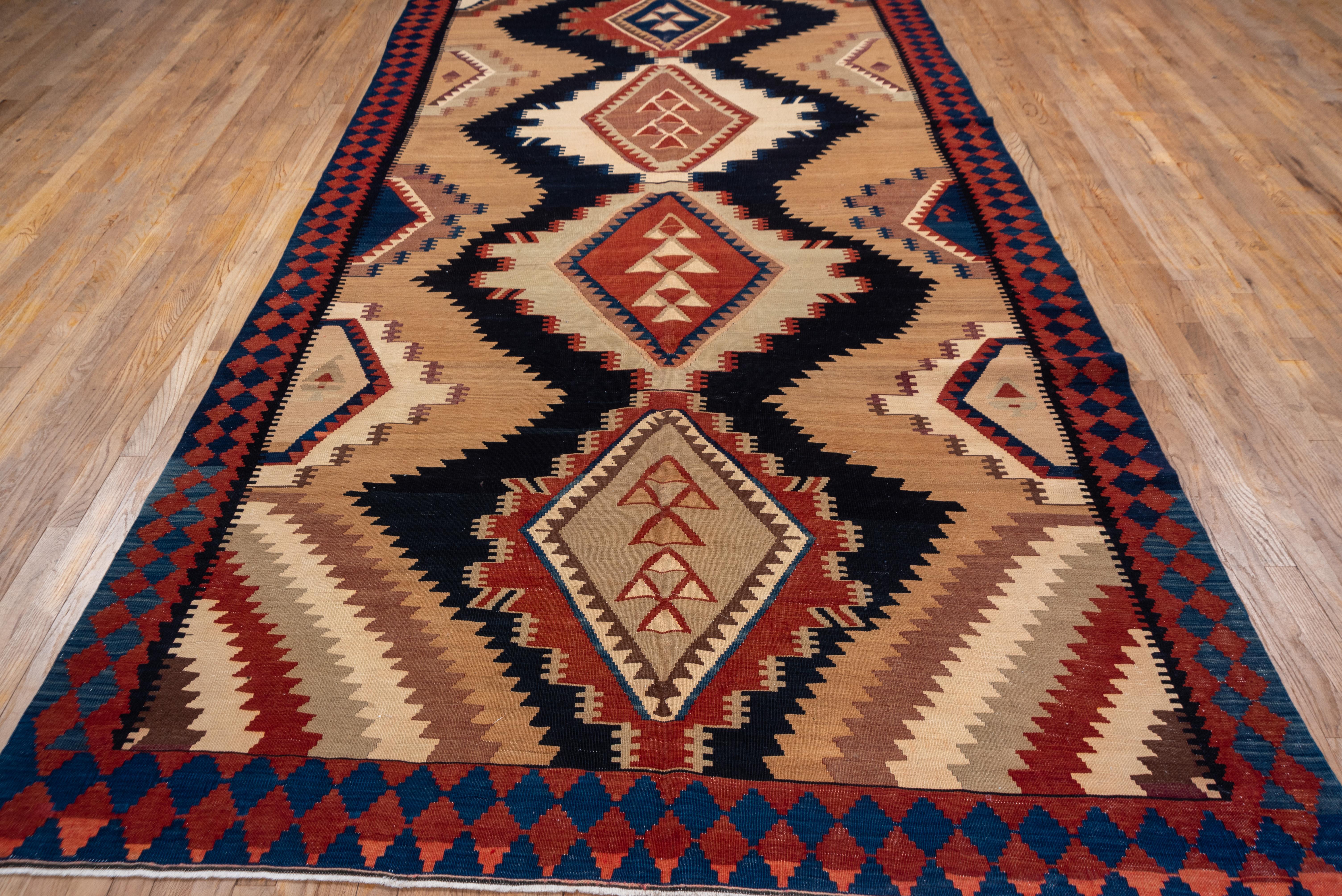 Hand-Woven Unusual Antique Northwest Persian Kilim Rug, Navajo Style, Bold Color Palette For Sale
