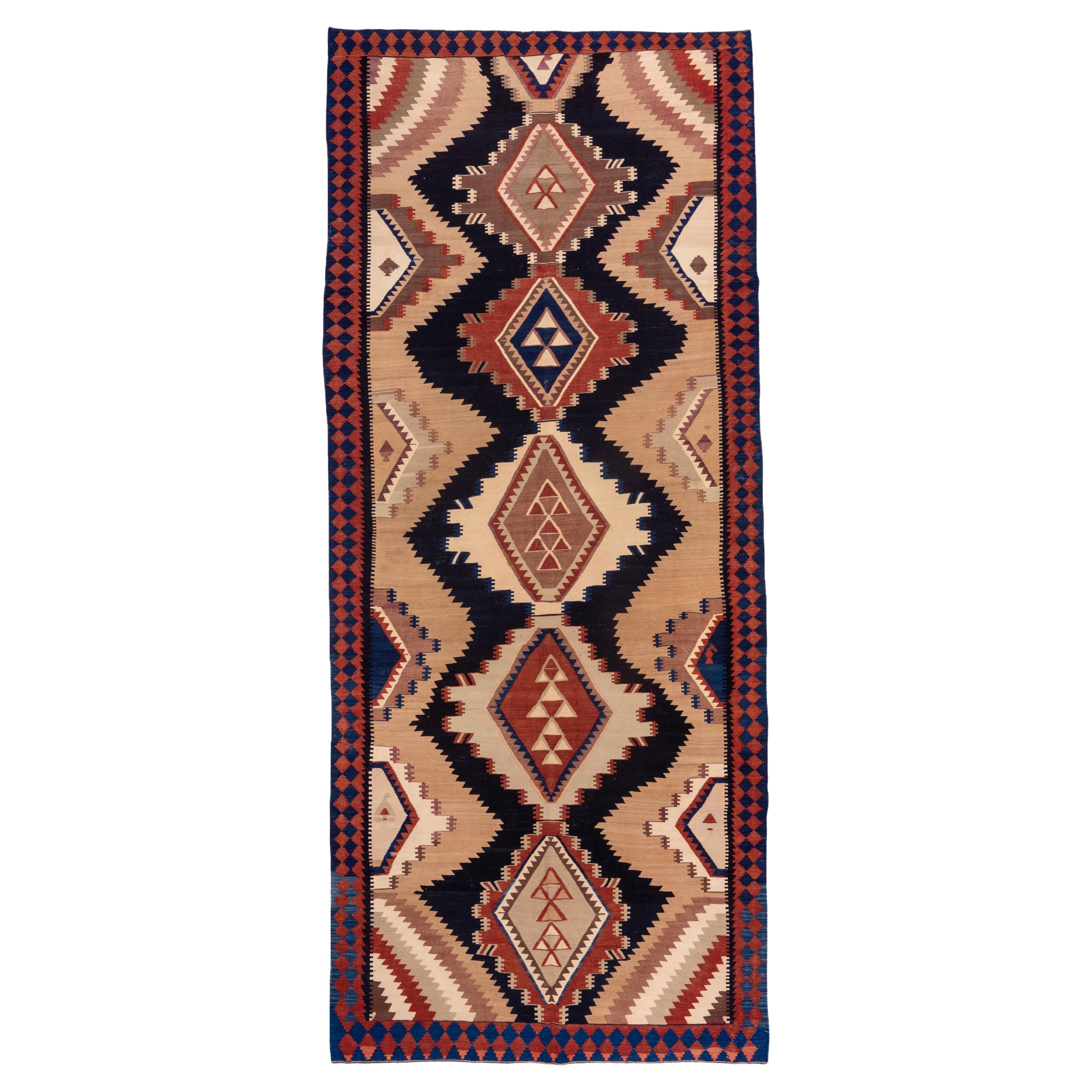 Unusual Antique Northwest Persian Kilim Rug, Navajo Style, Bold Color Palette