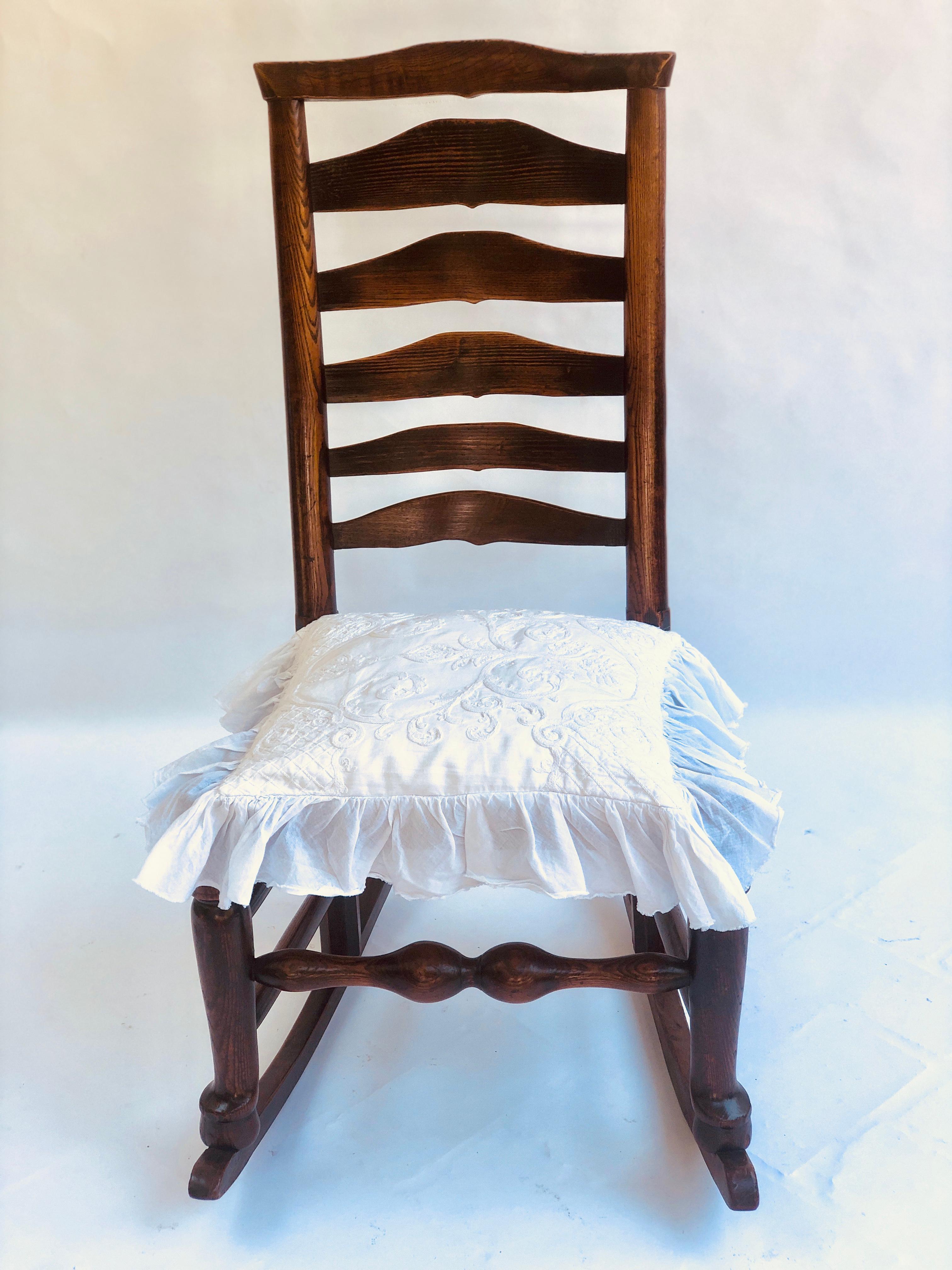 antique ladder back rocking chair