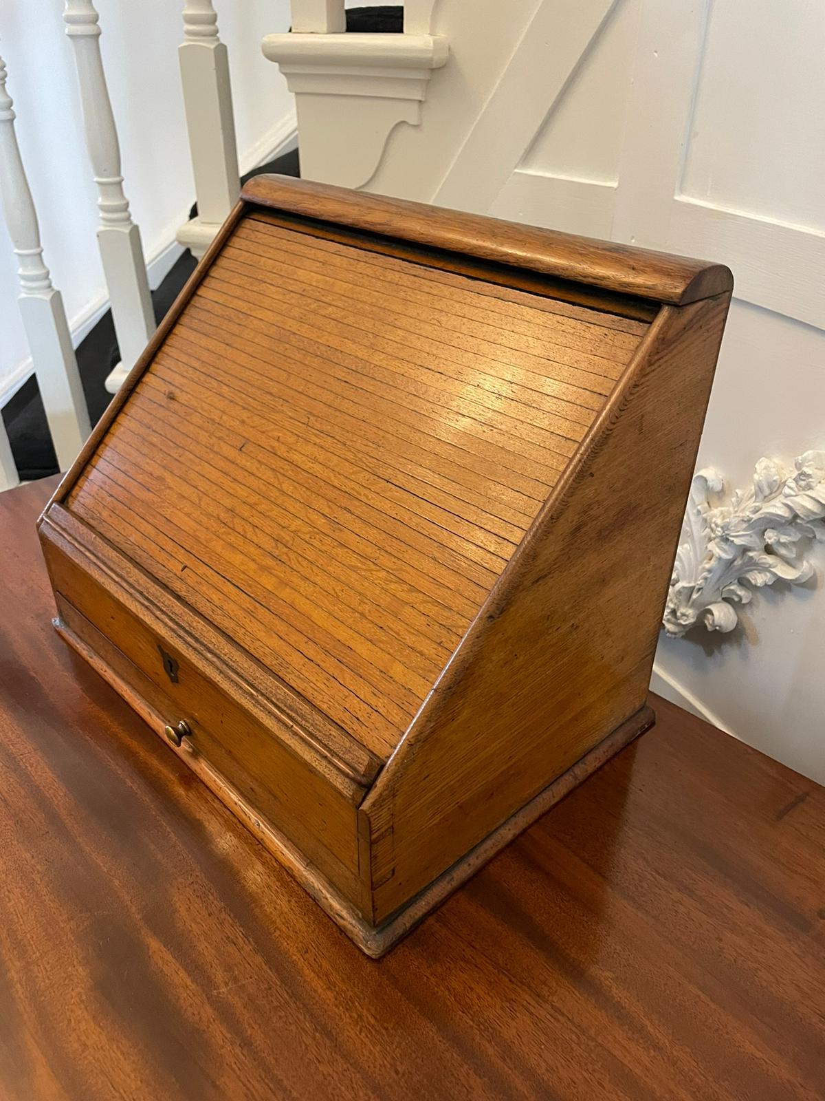 Unusual Antique Oak Stationery Cabinet For Sale 1