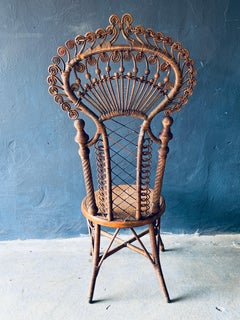 Unusual Antique Peacock-Style Wicker Chair, Continental Europe, circa 1900–1910