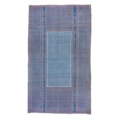 Unusual Vintage Persian Flatweave Carpet, Blue & Pink Palette, Circa 1930s