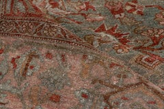 Unusual Antique Persian Malayer Gallery Rug, Pink Borders, Blue & Green Field