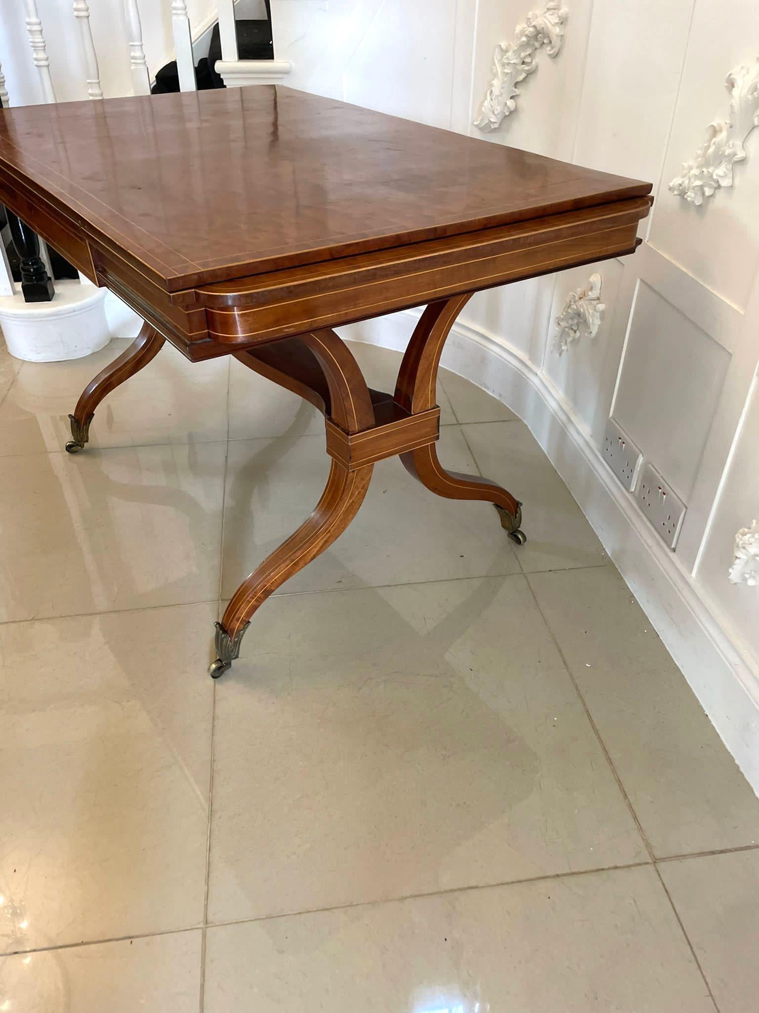 Unusual Antique Quality Mahogany And Satinwood Freestanding Sofa/Dining Table For Sale 1