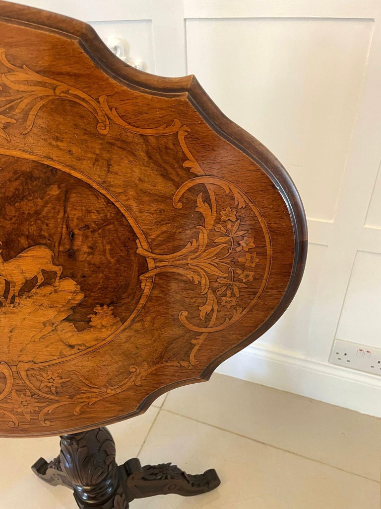 Unusual Antique Quality Marquetry Inlaid Walnut Swiss Black Forest