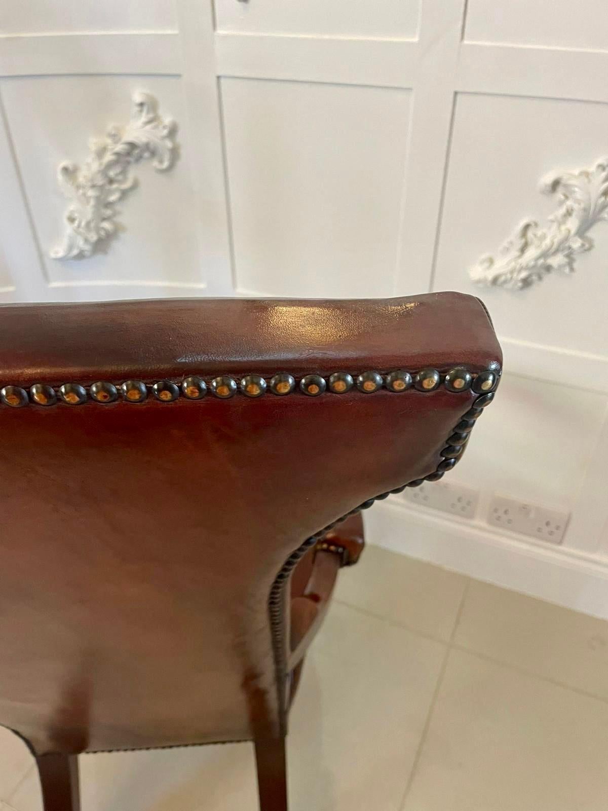 Unusual Antique Quality William IV Leather and Mahogany Library Chair For Sale 1