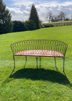 Unusual Antique Regency Wrought Iron Shaped Garden Bench