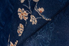 Unusual Antique Royal Blue Chinese Tianjin Interwar Carpet, Art Deco Style