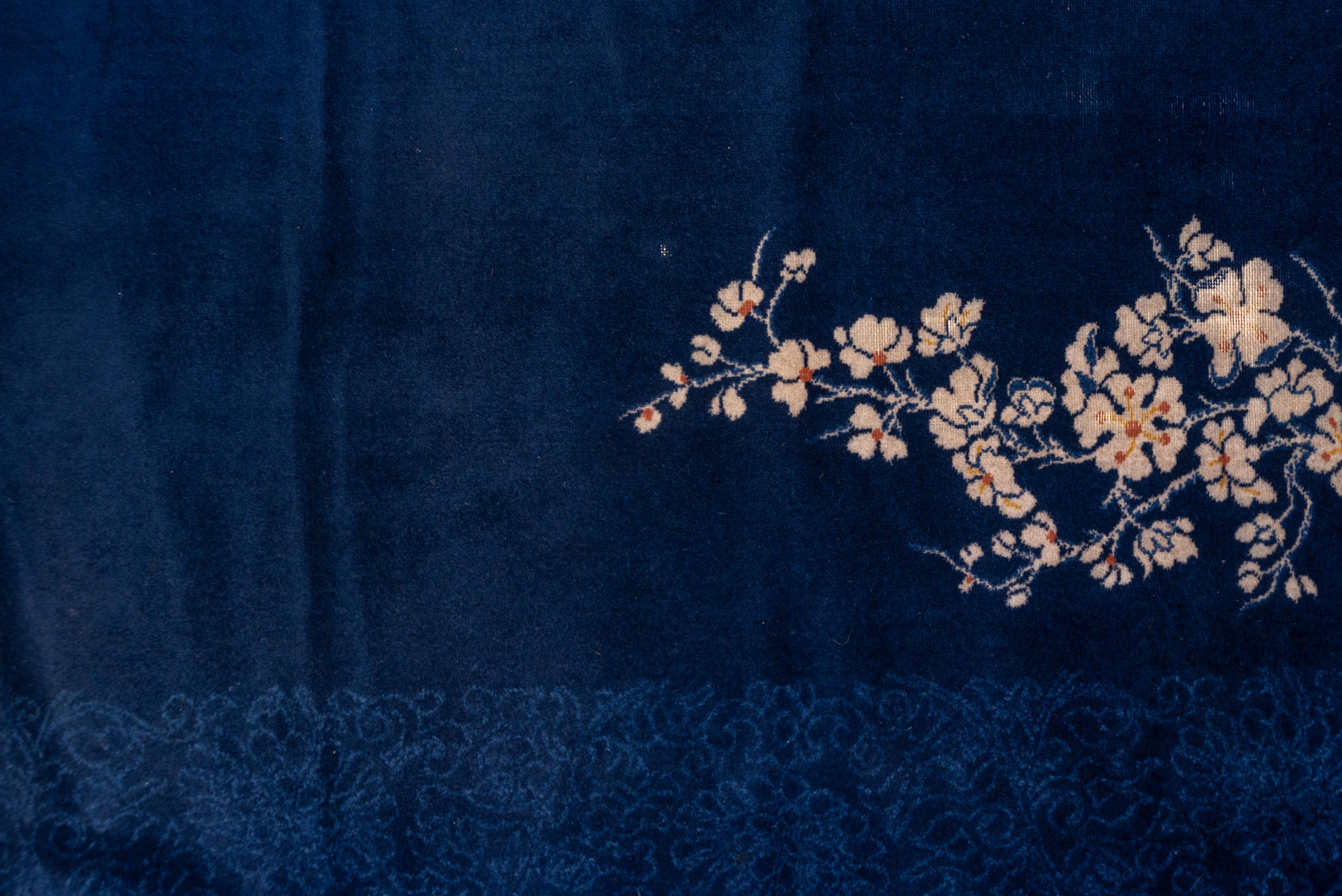 Mid-20th Century Unusual Antique Royal Blue Chinese Tianjin Interwar Carpet, Art Deco Style