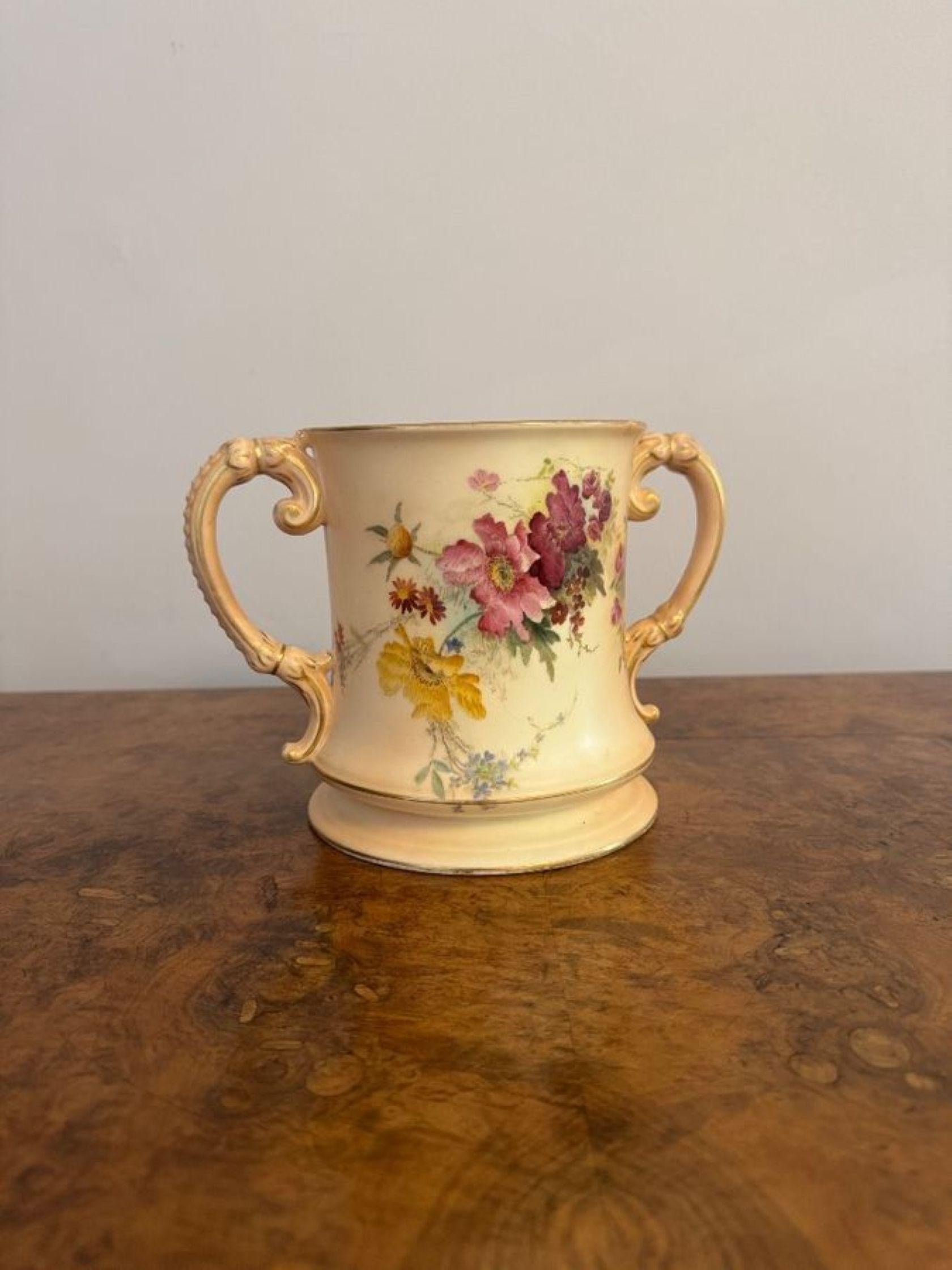 20th Century Unusual antique Royal Worcester loving cup For Sale