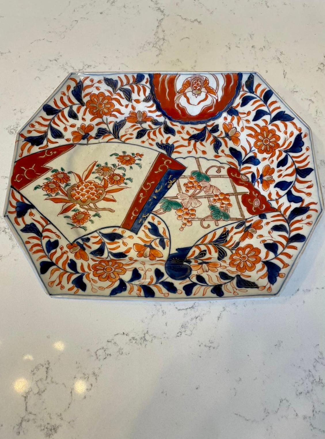 Edwardian Unusual Antique Shaped Hand Painted Imari Dish