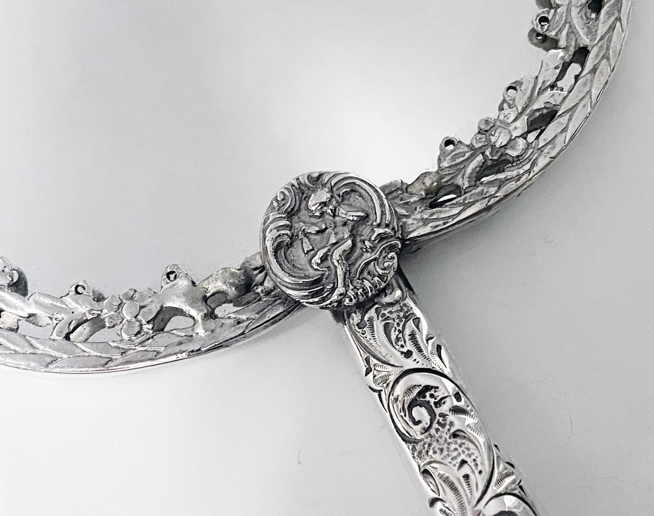 Ungewöhnlicher antiker Handspiegel aus Silber, London 1880, Robert Humphries im Angebot 2