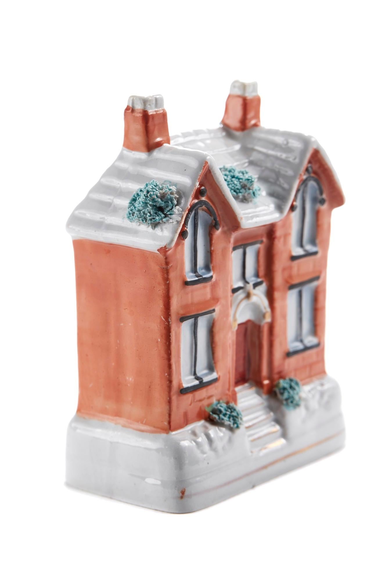 Victorian Unusual Antique Staffordshire Cottage Moneybox For Sale