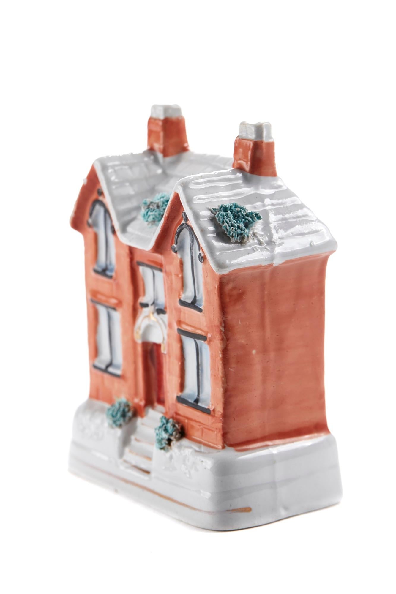 European Unusual Antique Staffordshire Cottage Moneybox For Sale