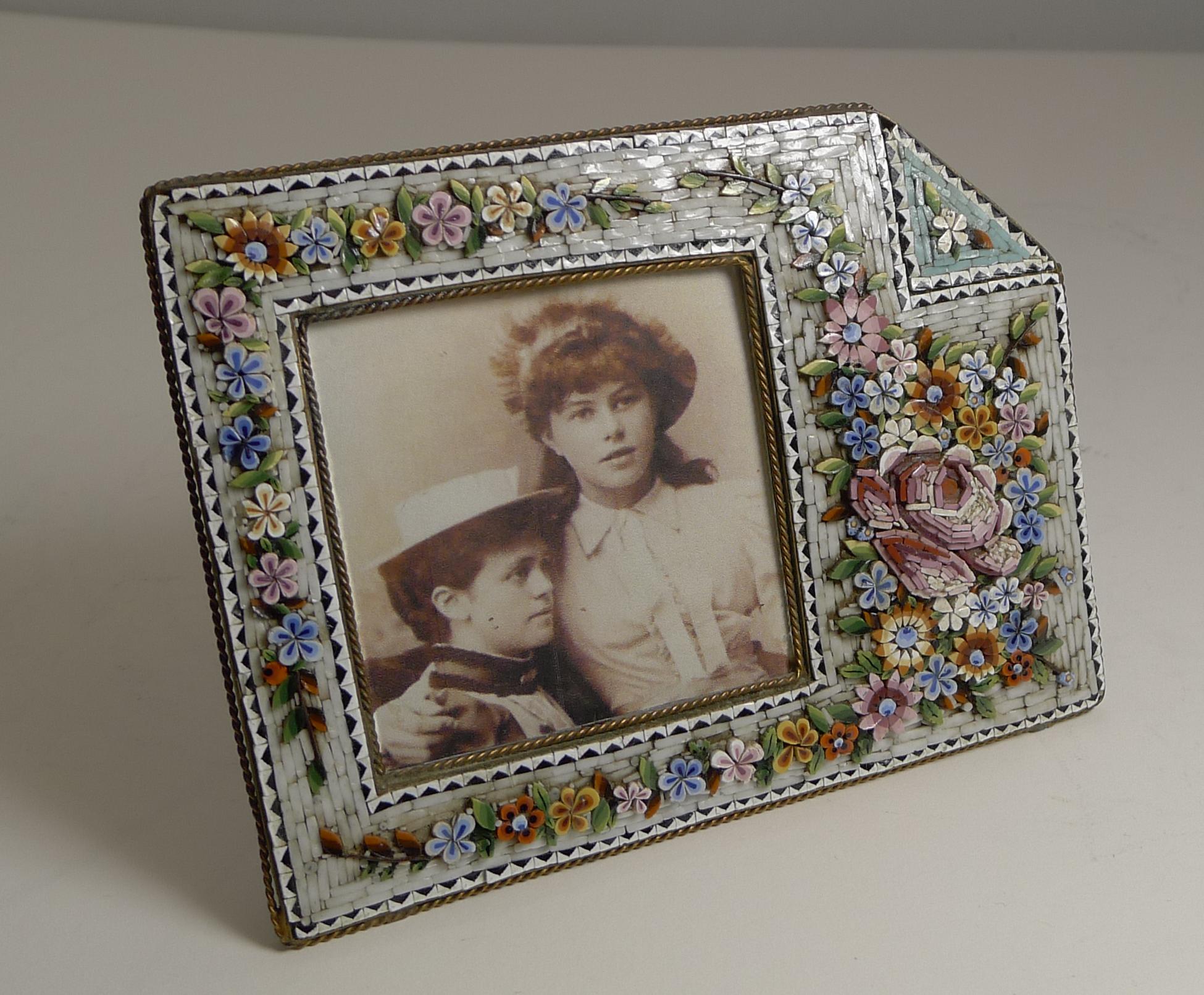 Italian Unusual Antique Venetian Micro Mosaic Photograph / Picture Frame, circa 1900 For Sale