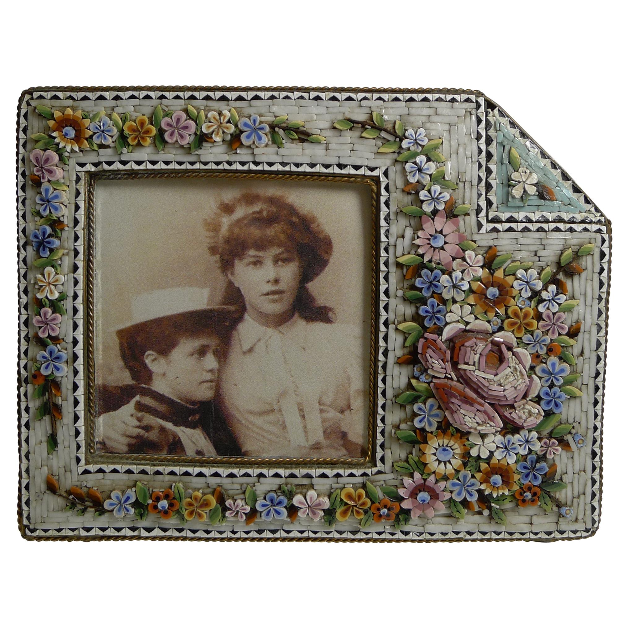 Unusual Antique Venetian Micro Mosaic Photograph / Picture Frame, circa 1900 For Sale