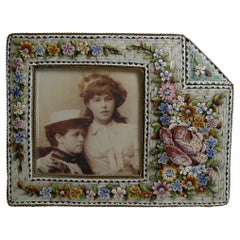 Insolita fotografia/quadro antica a micro mosaico veneziano, circa 1900