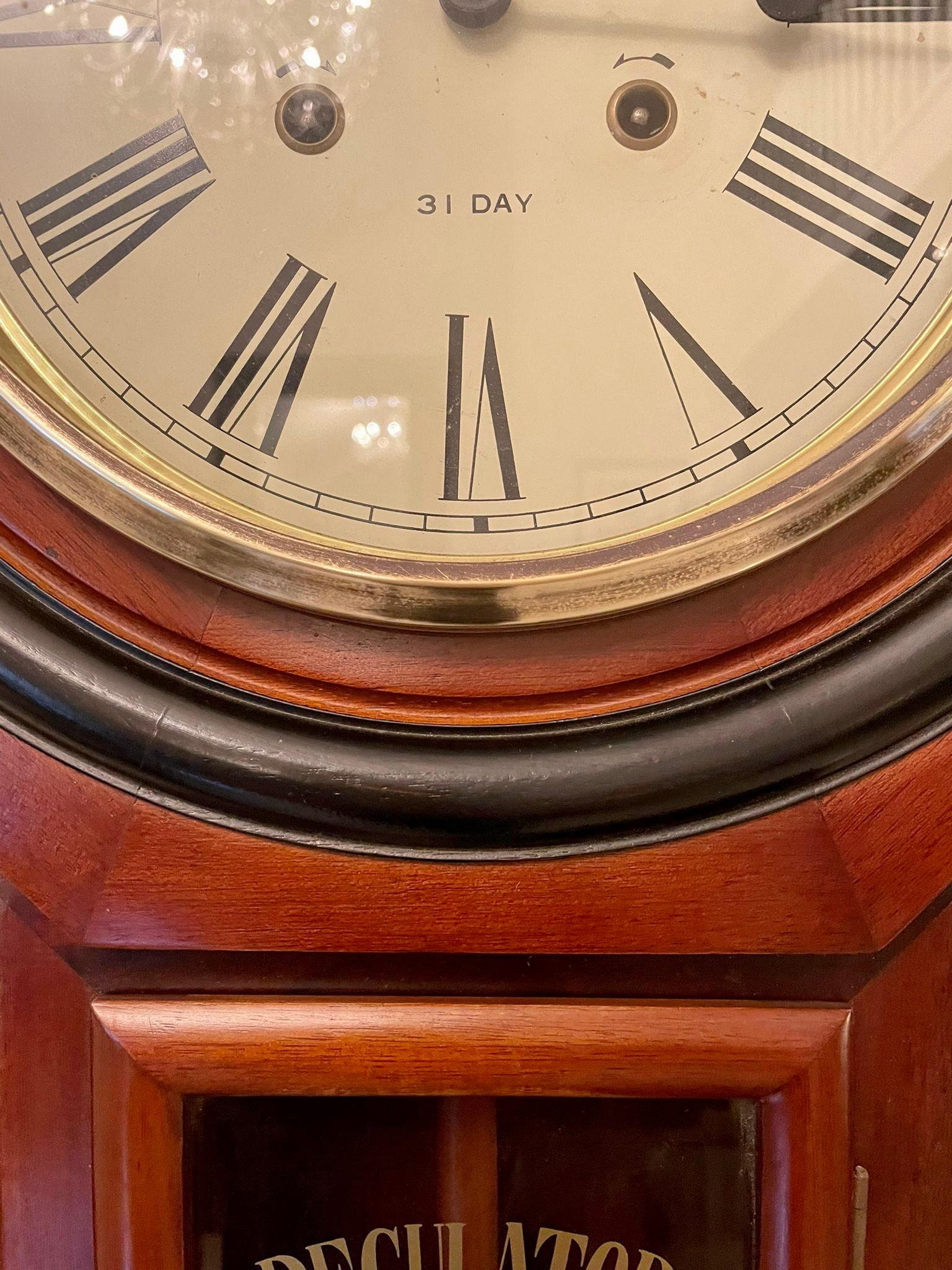 English Unusual Antique Victorian 31 Day Regulator Wall Clock