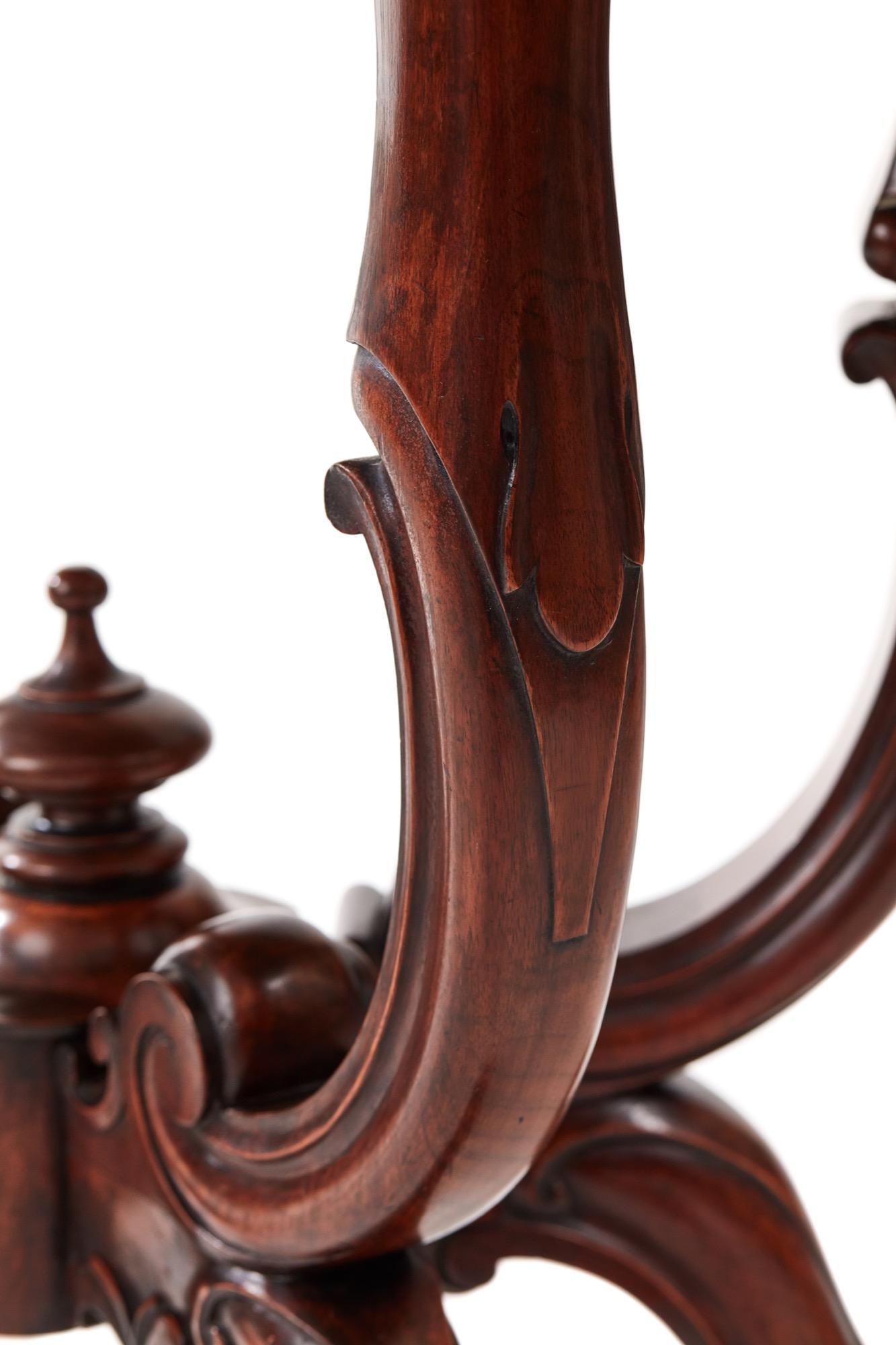 Unusual Antique Victorian Burr Walnut Basket Base Card Table For Sale 2
