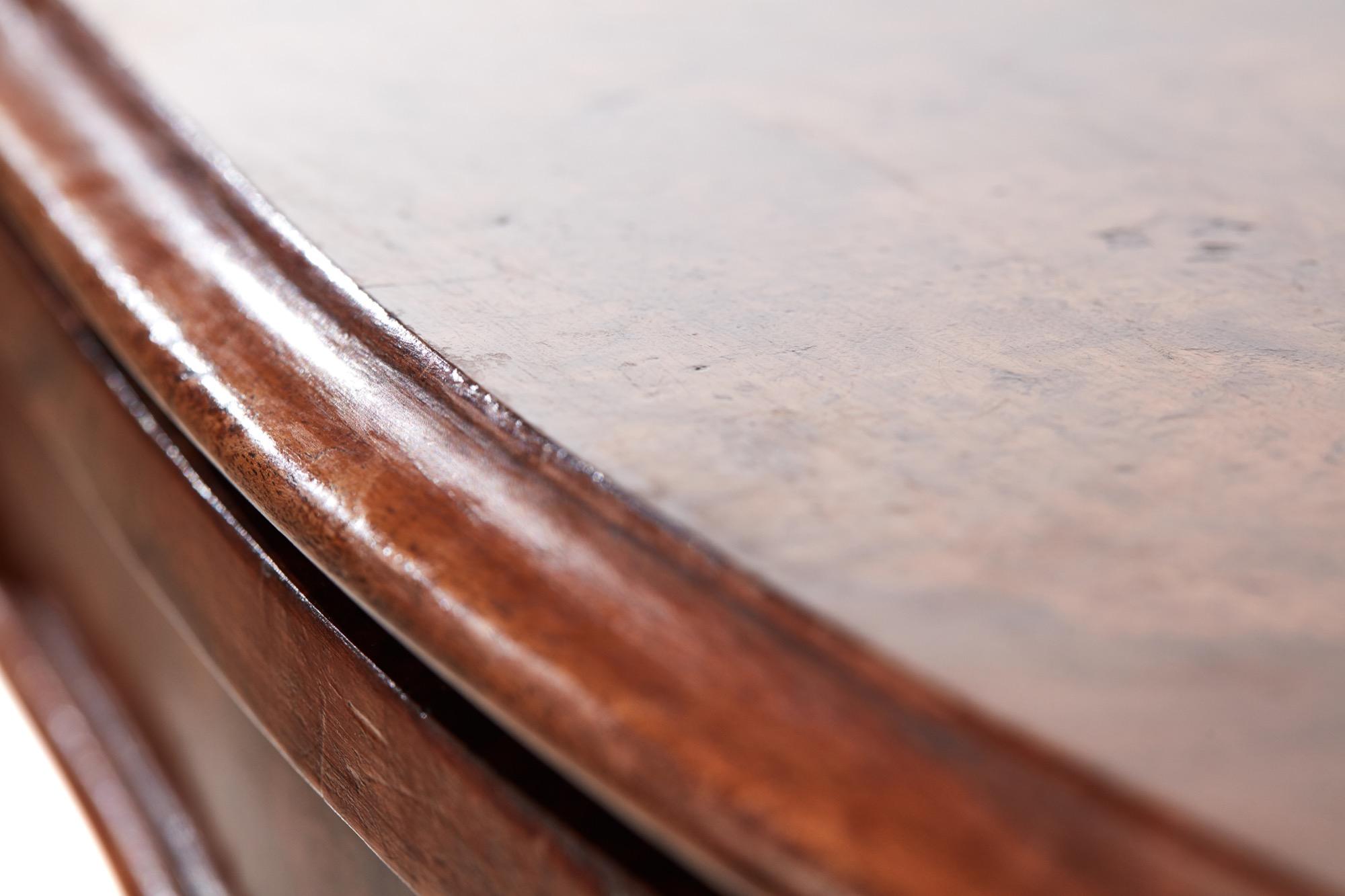 Unusual Antique Victorian Burr Walnut Basket Base Card Table For Sale 4