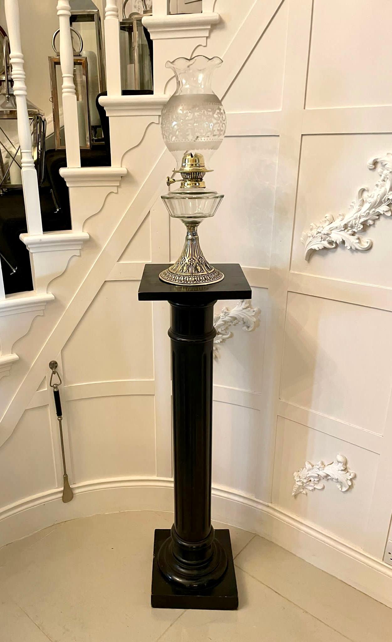 European Unusual Antique Victorian Chimneyless Ornate Oil Lamp
