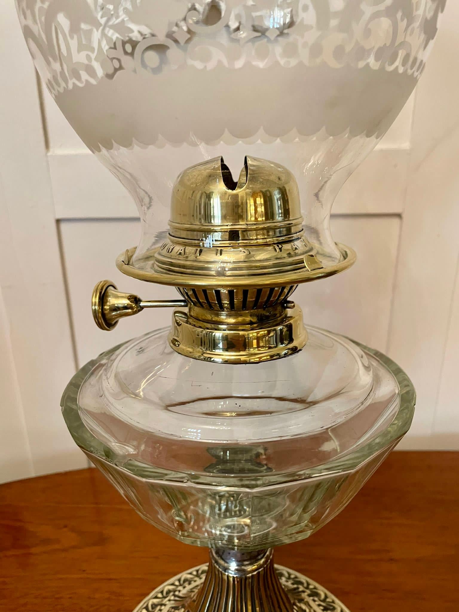 Brass Unusual Antique Victorian Chimneyless Ornate Oil Lamp