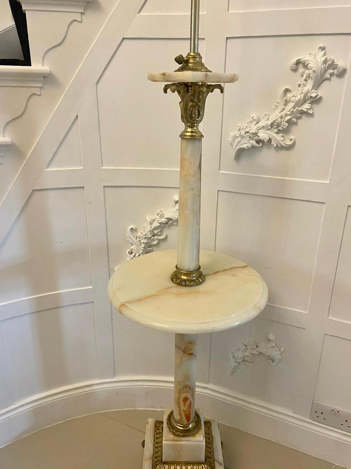 Unusual Antique Victorian French Onyx and Ormolu Extending Floor Lamp 4