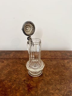 Unusual antique Victorian glass and silver plated German claret jug