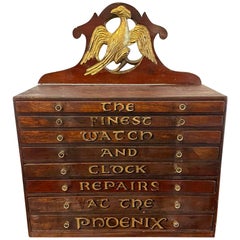 Inusual arcón victoriano antiguo de caoba para reparar relojes