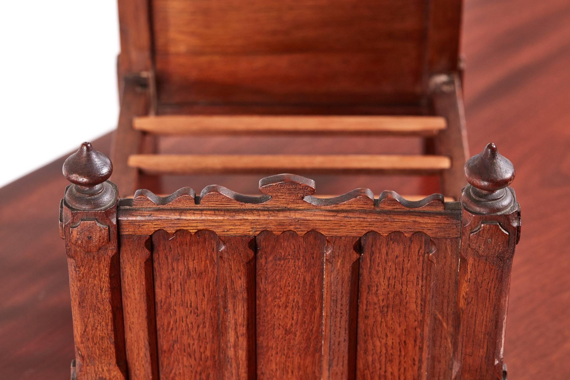 Unusual Antique Victorian Miniature Oak Half Tester Bed In Excellent Condition In Stutton, GB