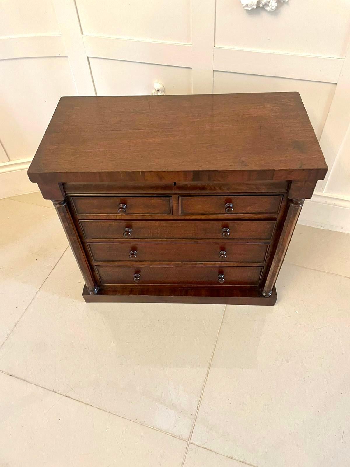 English Unusual Antique Victorian Miniature Quality Mahogany Chest of Drawers For Sale