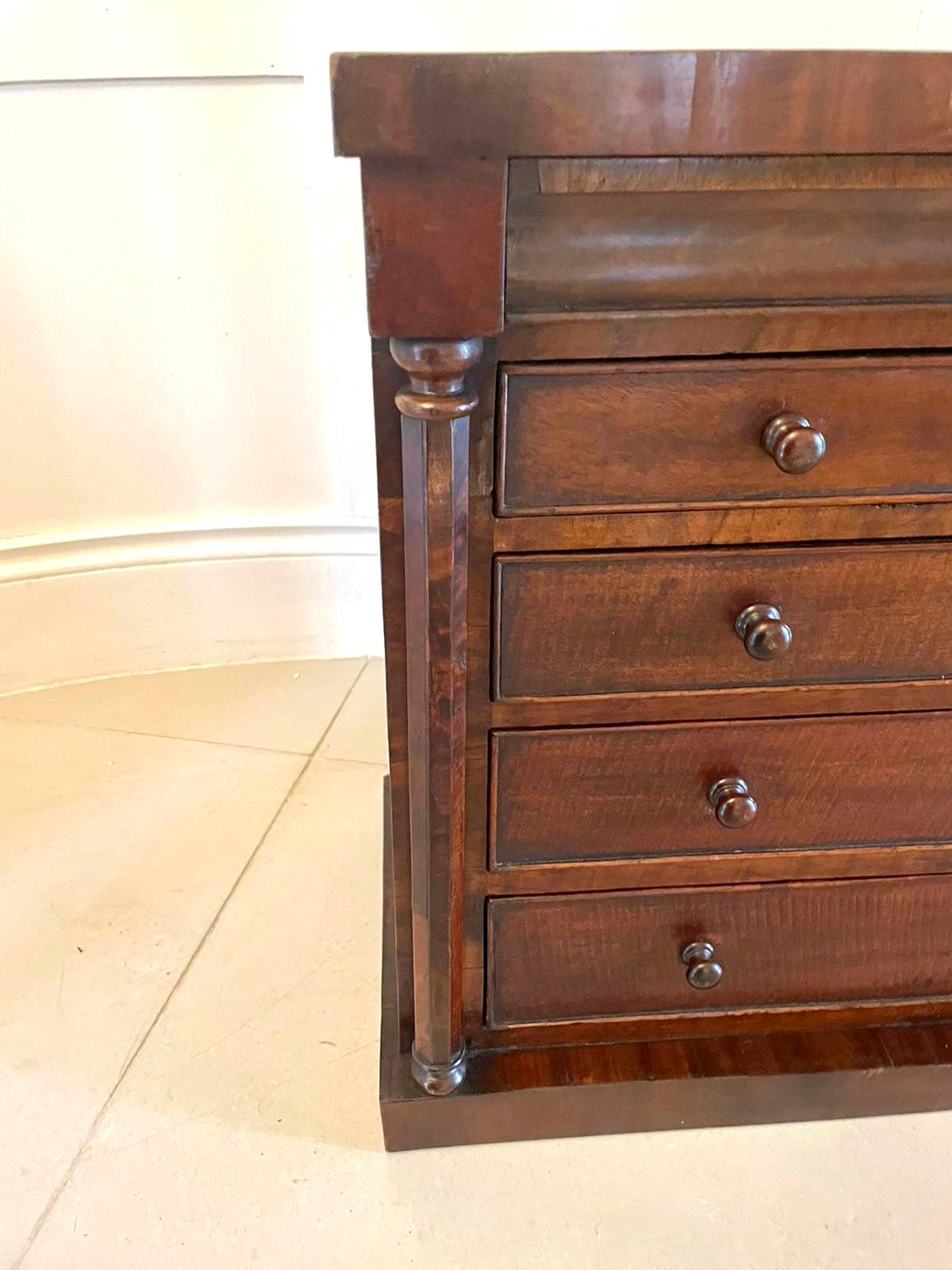 Unusual Antique Victorian Miniature Quality Mahogany Chest of Drawers For Sale 5