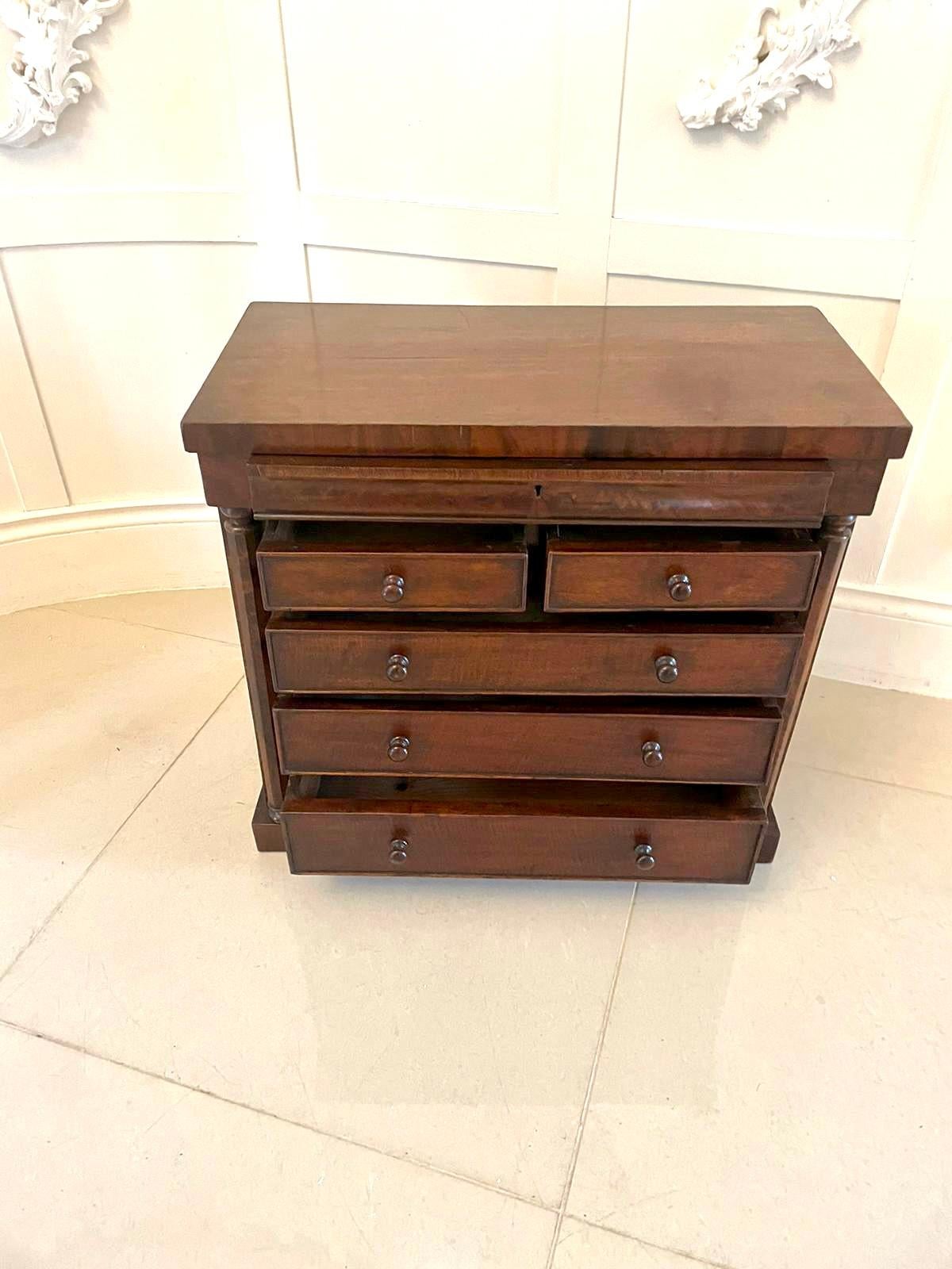 Mid-19th Century Unusual Antique Victorian Miniature Quality Mahogany Chest of Drawers For Sale
