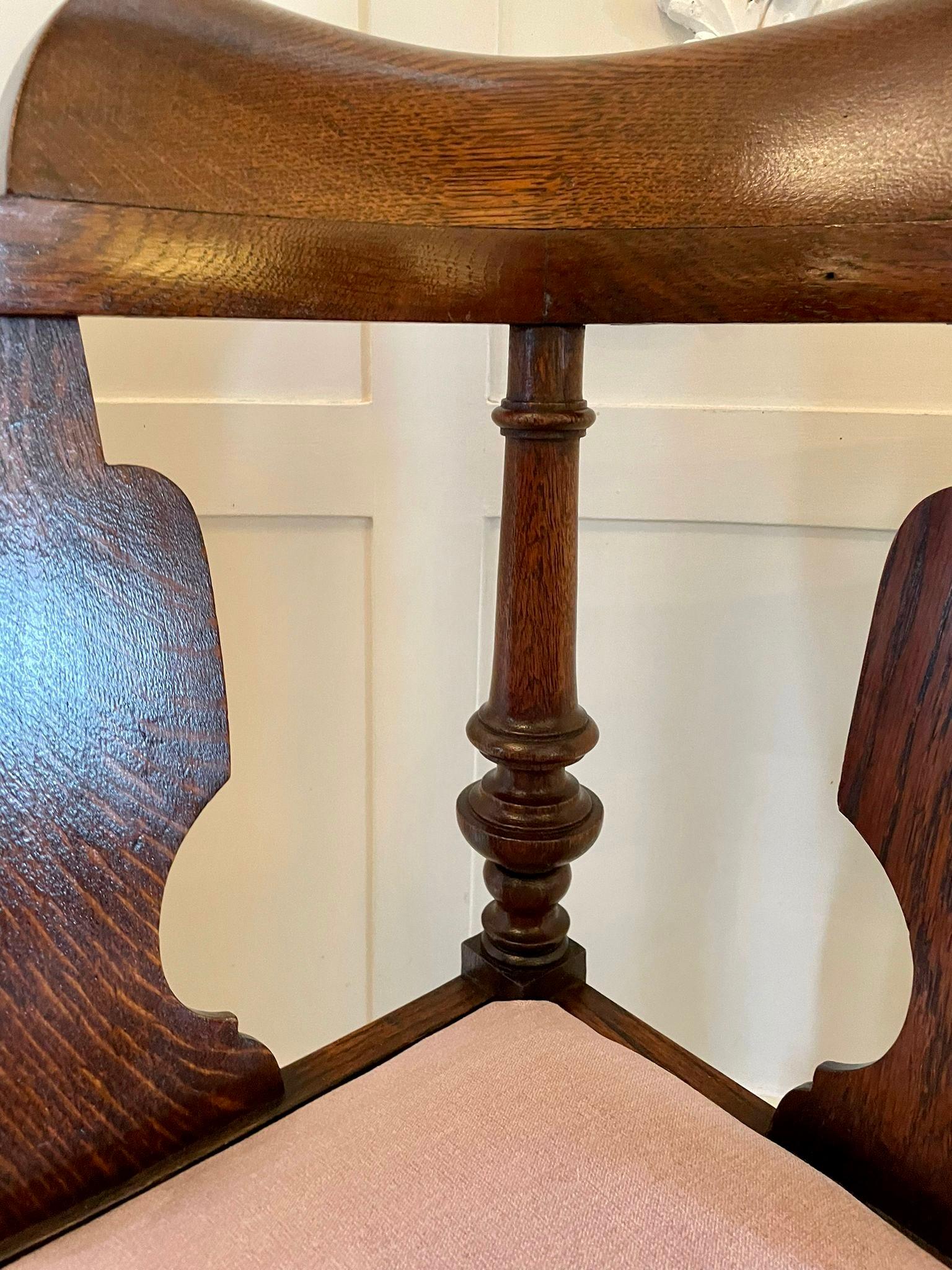 Unusual Antique Victorian Oak Corner Chair For Sale 1