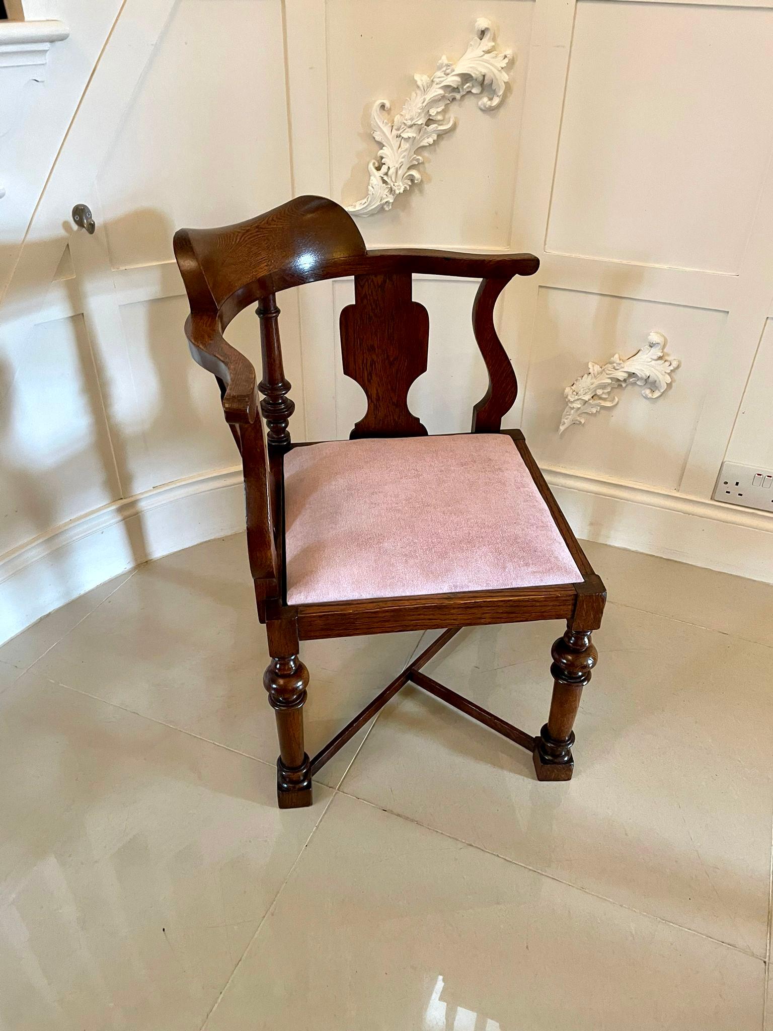 Unusual Antique Victorian Oak Corner Chair For Sale 2