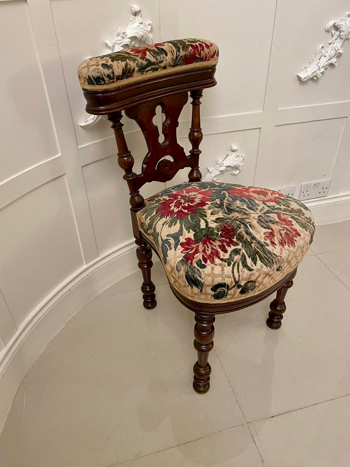 Unusual Antique Victorian Oak Side Chair For Sale 1