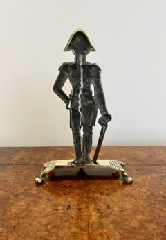 Unusual antique Victorian quality brass door stop in the form of Lord Nelson