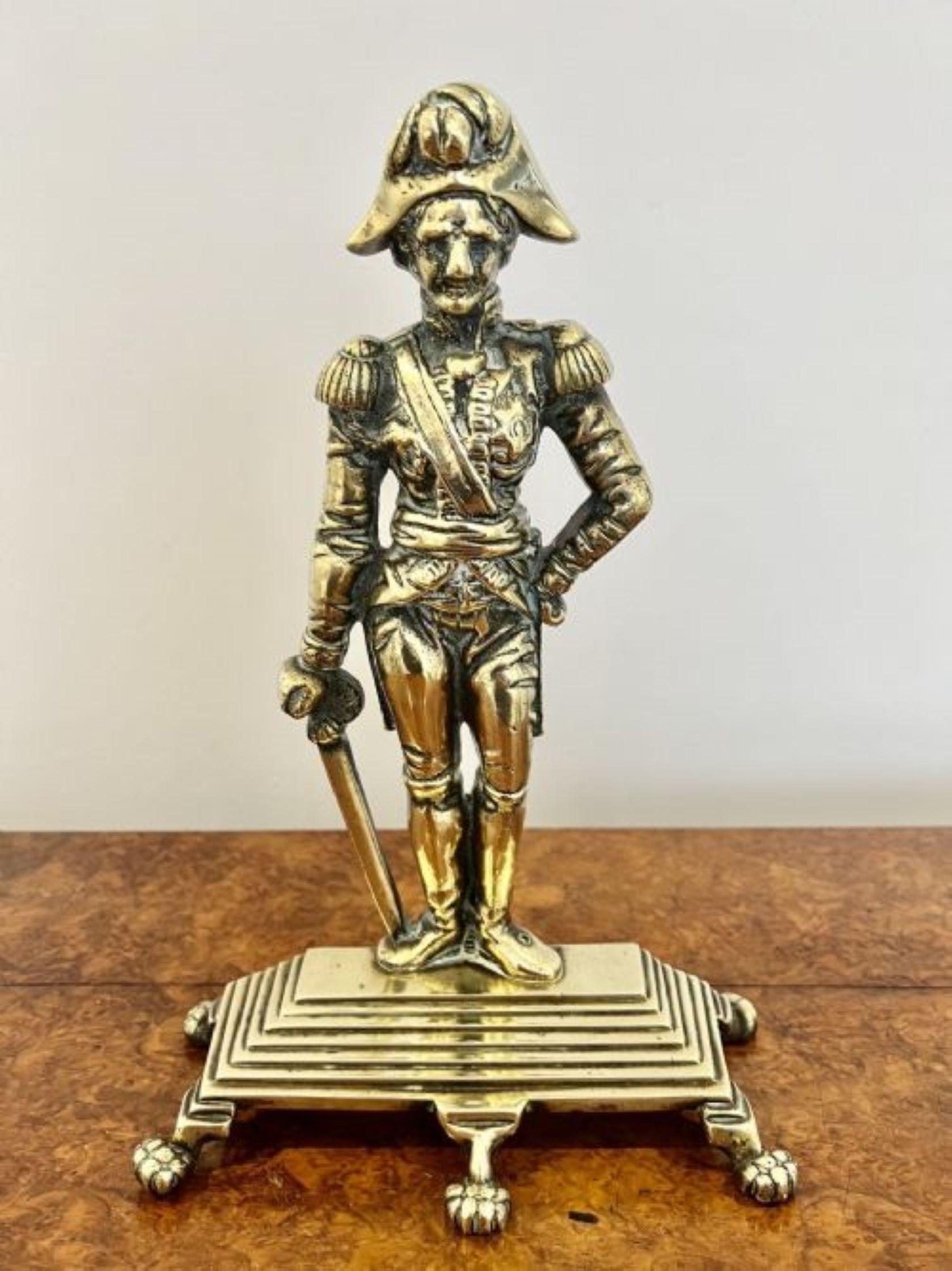 19th Century Unusual antique Victorian quality brass door stop in the form of Lord Nelson 