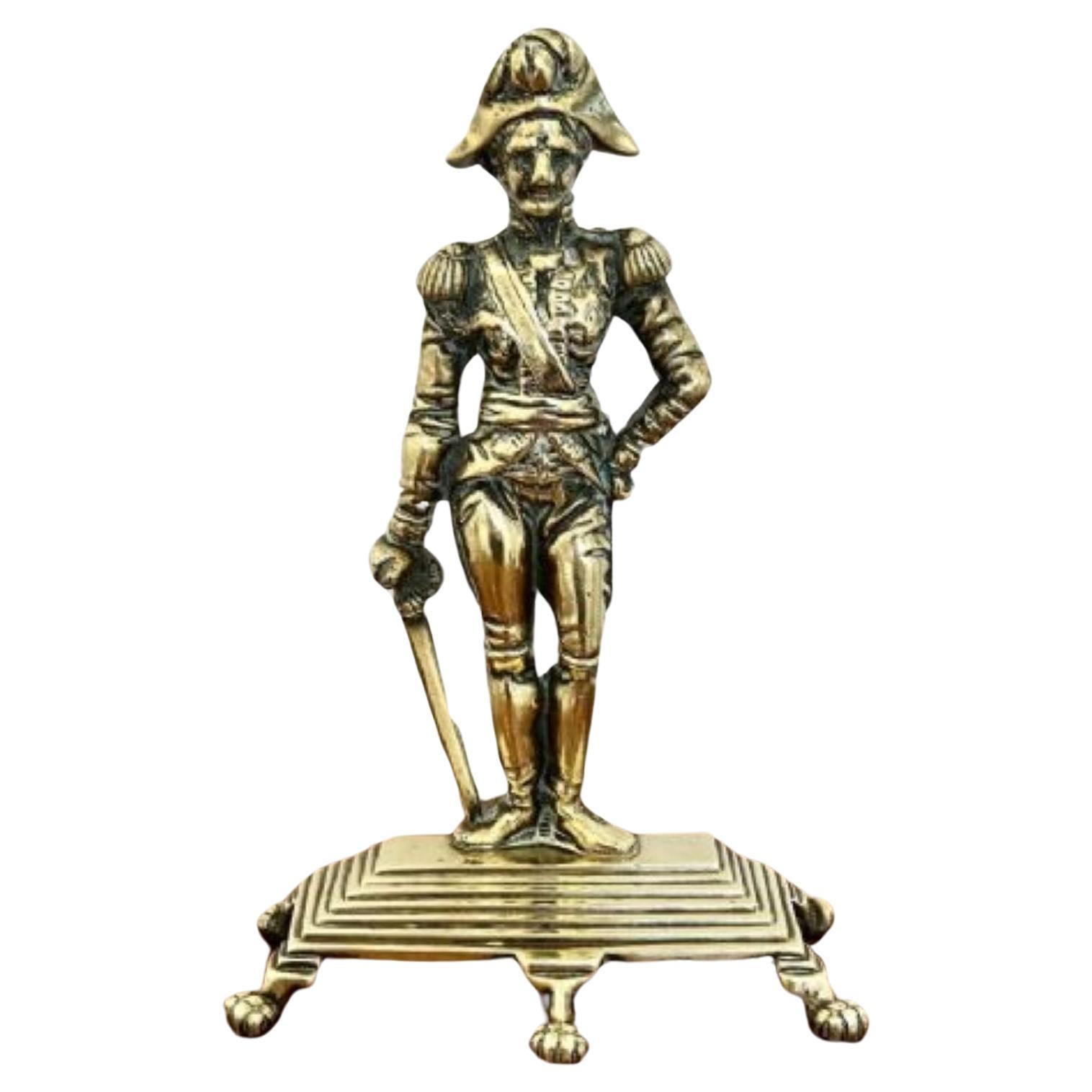 Unusual antique Victorian quality brass door stop in the form of Lord Nelson 