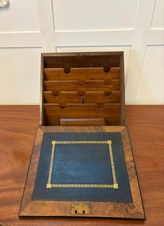Unusual Antique Victorian Quality Burr Walnut Brass Mounted Stationery Box