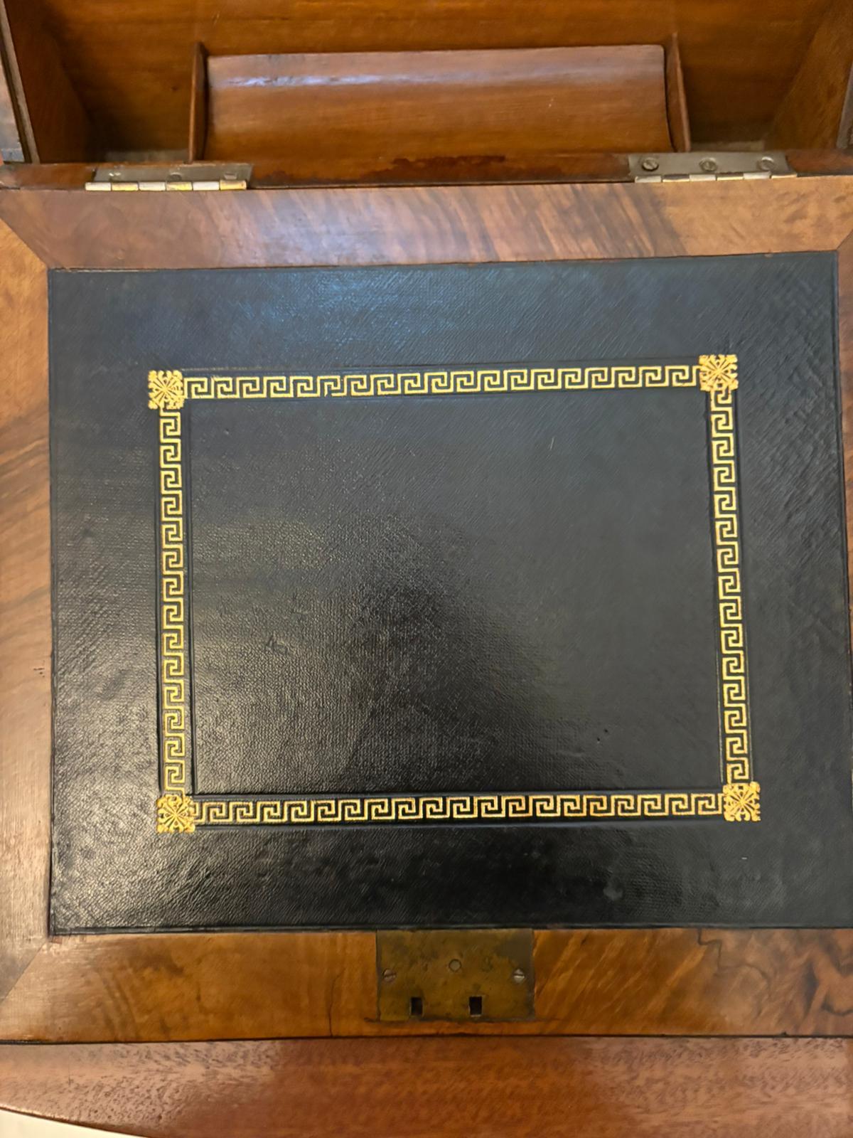 19th Century Unusual Antique Victorian Quality Burr Walnut Brass Mounted Stationery Box For Sale