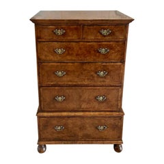 Unusual Antique Victorian Quality Burr Walnut Chest on Stand