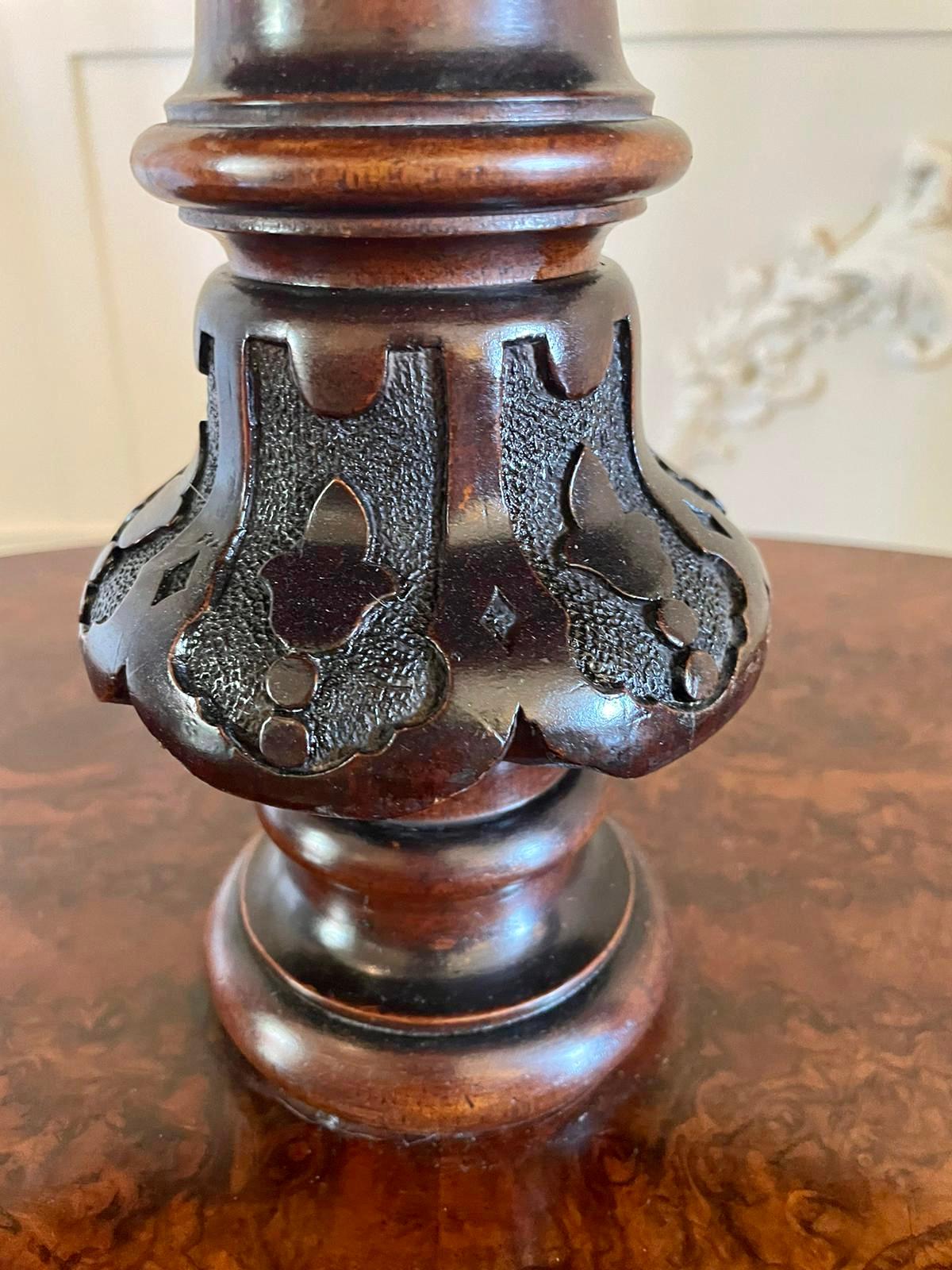 Unusual Antique Victorian Quality Burr Walnut Dumb Waiter 2