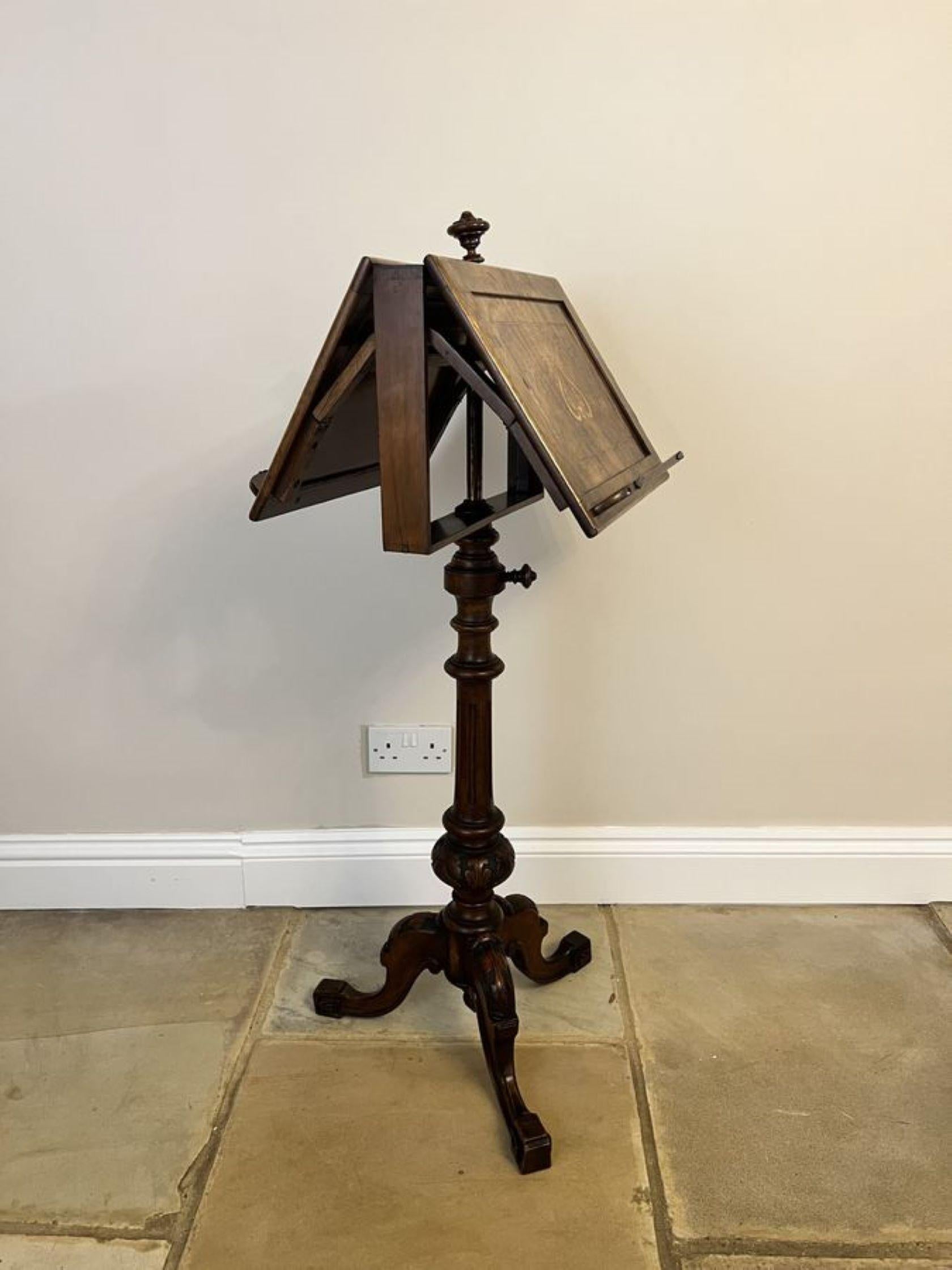 19th Century Unusual antique Victorian quality burr walnut inlaid duet music stand  For Sale