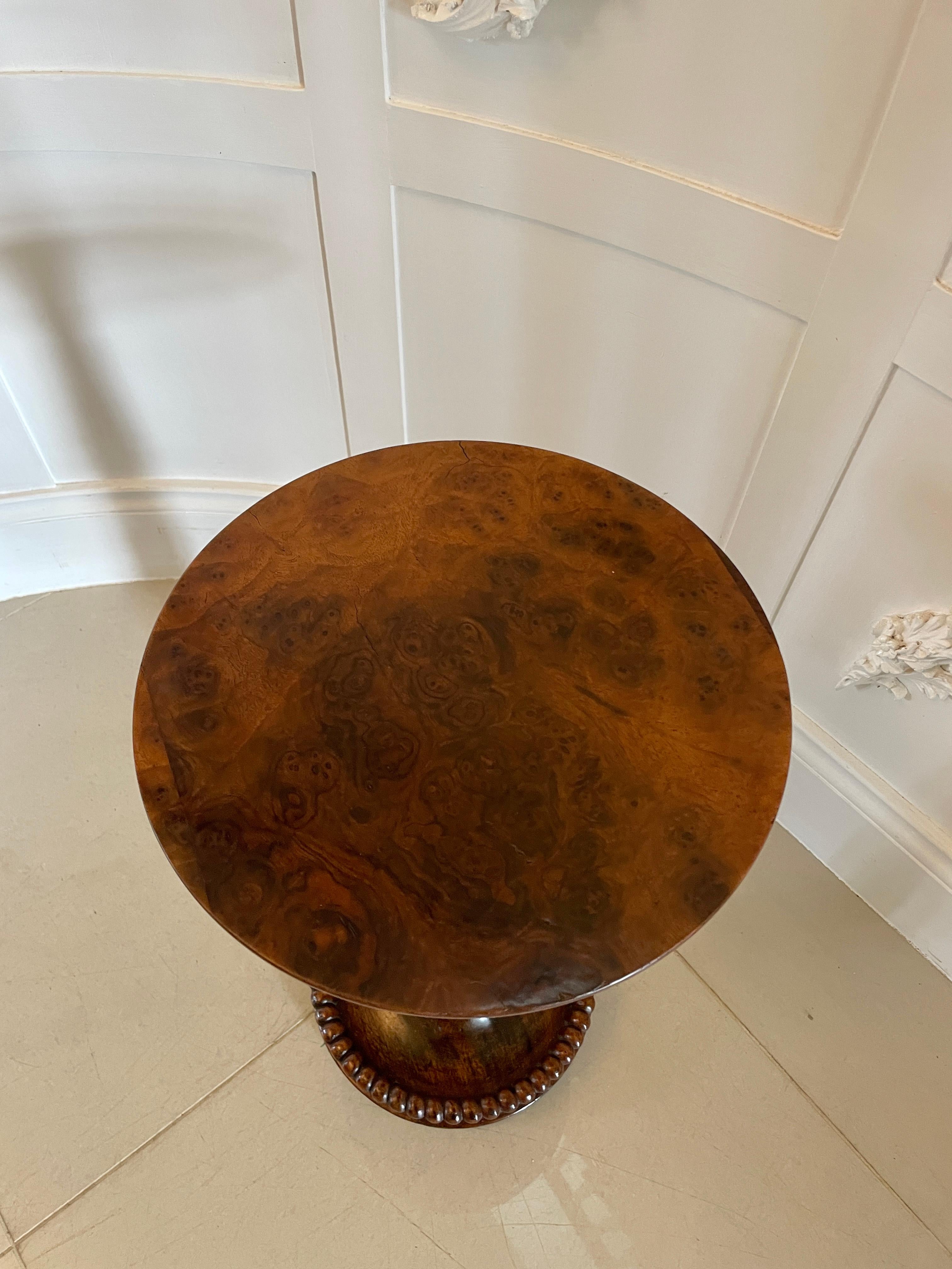 Unusual Antique Victorian Quality Burr Walnut Lamp Table 6