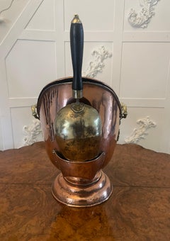 Unusual Antique Victorian Quality Copper and Brass Large Coal Scuttle
