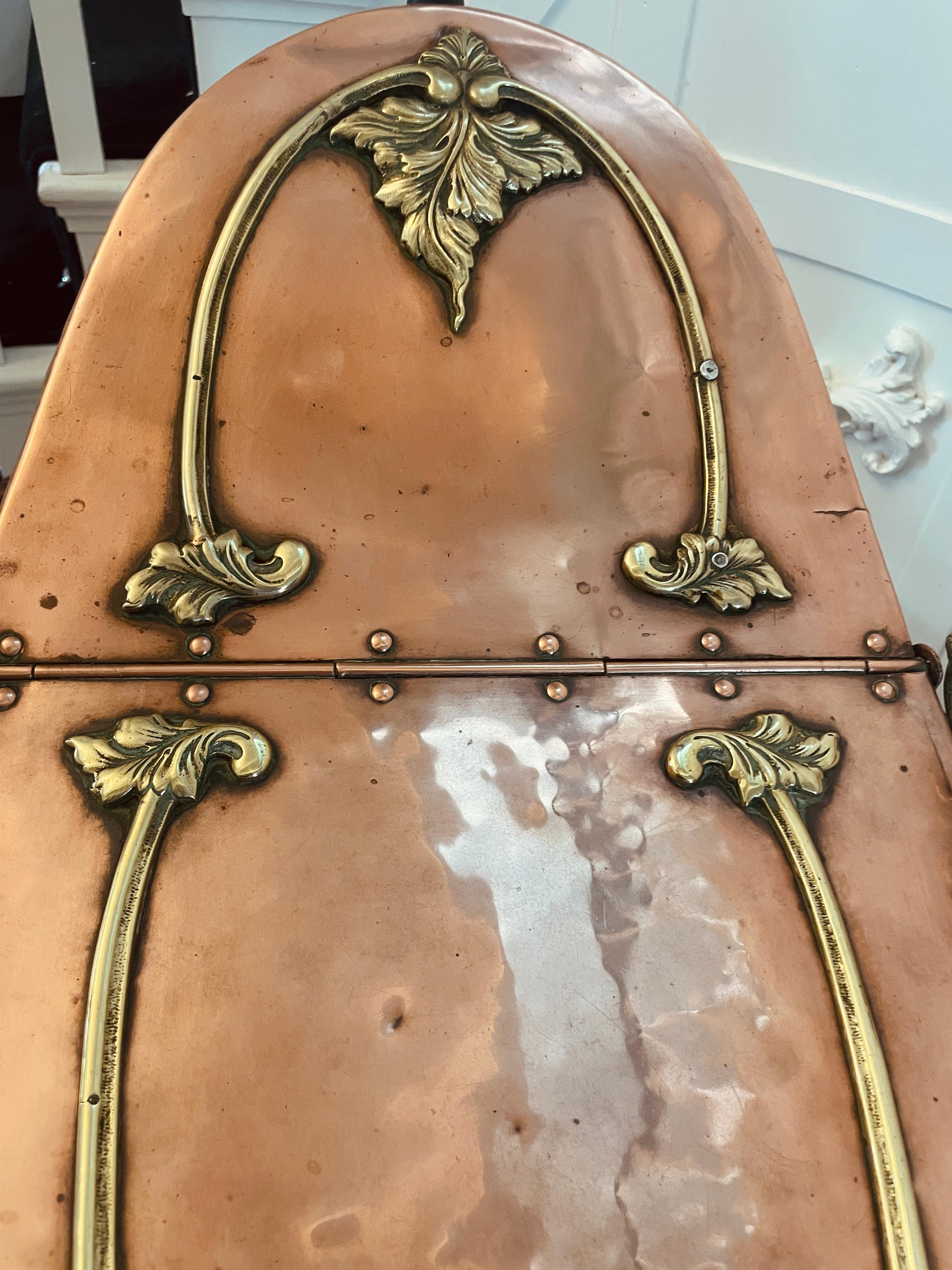 19th Century Unusual Antique Victorian Quality Copper and Brass Large Coal Scuttle